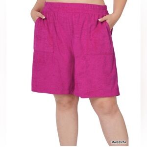 156 🇺🇸1X - 3X Zenana WAIST SHORTS WITH POCKETS